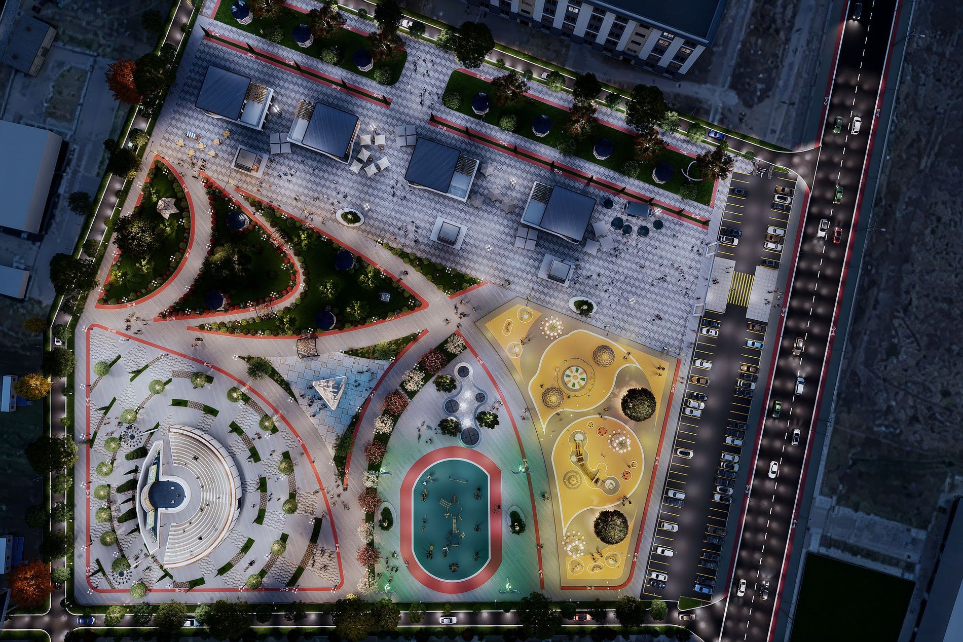 Top-down master plan of the park