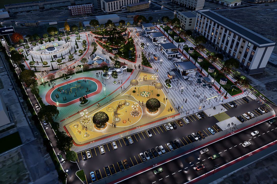 Aerial of the park by day