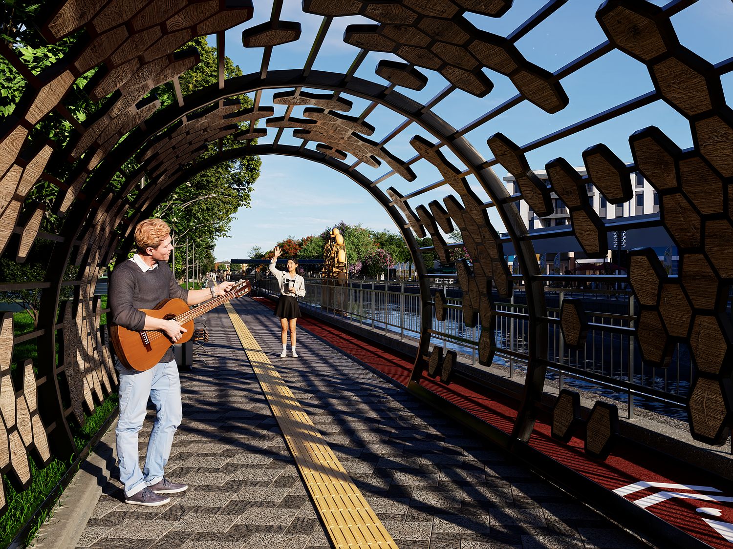 A musician in the art tunnel